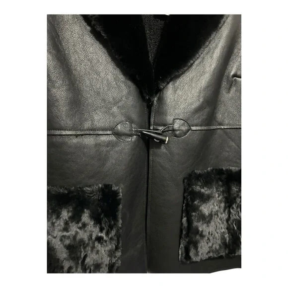 Soft Surroundings Zeva Black Faux Fur Collar Vest